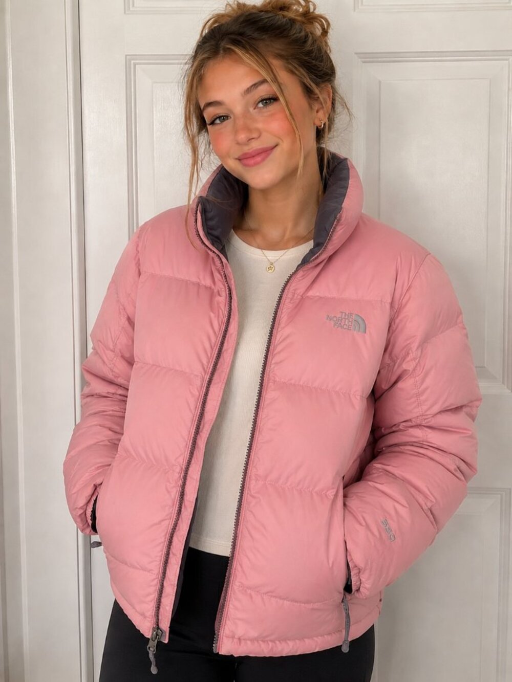 The North Face 550 Fill Down Puffer Jacket Dusty Pink Women's Warm Winter Coat